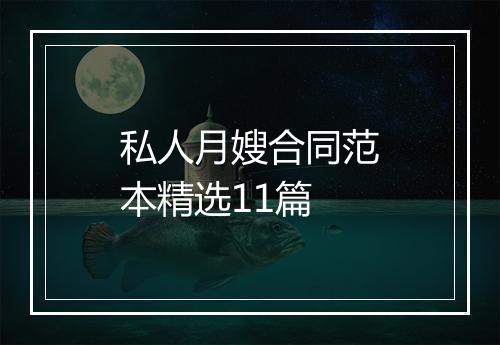 私人月嫂合同范本精选11篇