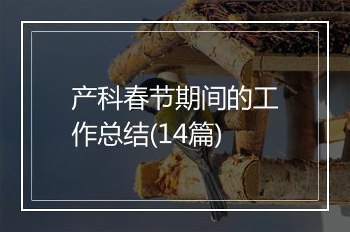 产科春节期间的工作总结(14篇)