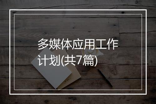 多媒体应用工作计划(共7篇)
