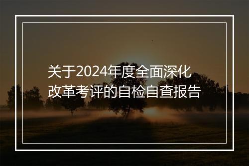 关于2024年度全面深化改革考评的自检自查报告