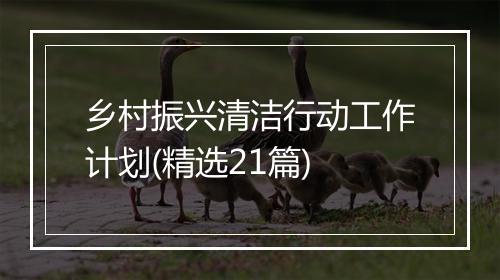 乡村振兴清洁行动工作计划(精选21篇)