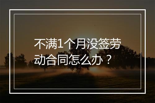 不满1个月没签劳动合同怎么办？