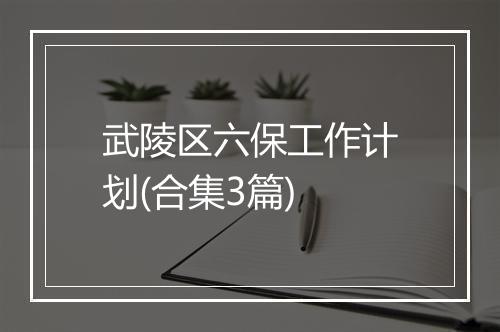 武陵区六保工作计划(合集3篇)