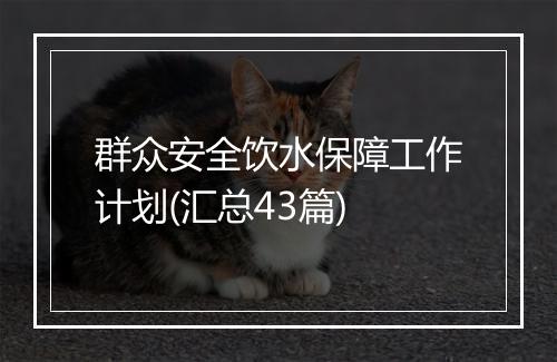 群众安全饮水保障工作计划(汇总43篇)