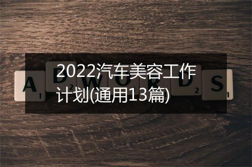 2022汽车美容工作计划(通用13篇)