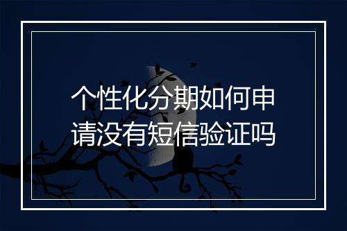 个性化分期如何申请没有短信验证吗