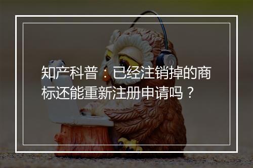 知产科普：已经注销掉的商标还能重新注册申请吗？