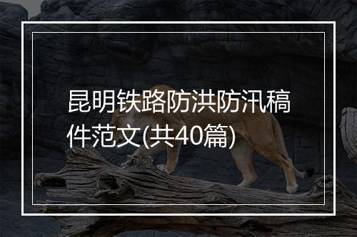 昆明铁路防洪防汛稿件范文(共40篇)