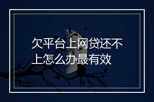 欠平台上网贷还不上怎么办最有效