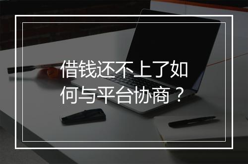 借钱还不上了如何与平台协商？