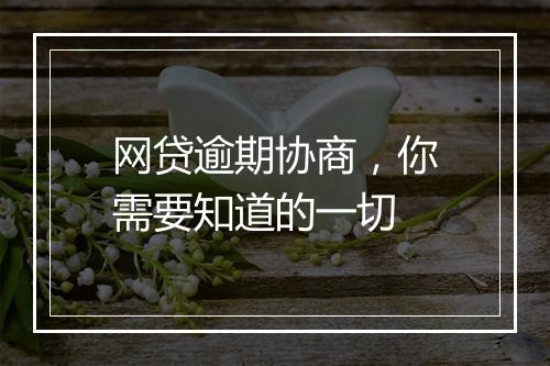 网贷逾期协商，你需要知道的一切