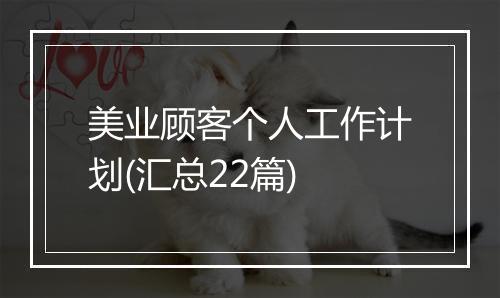 美业顾客个人工作计划(汇总22篇)