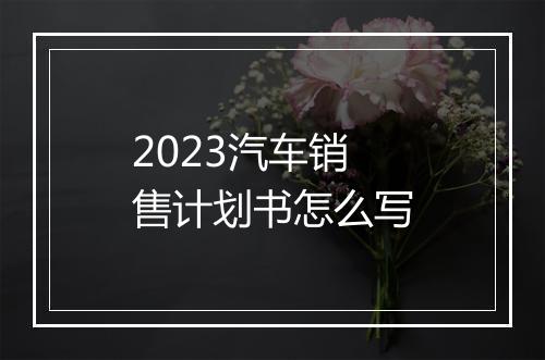 2023汽车销售计划书怎么写