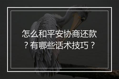 怎么和平安协商还款？有哪些话术技巧？