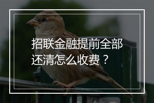 招联金融提前全部还清怎么收费？