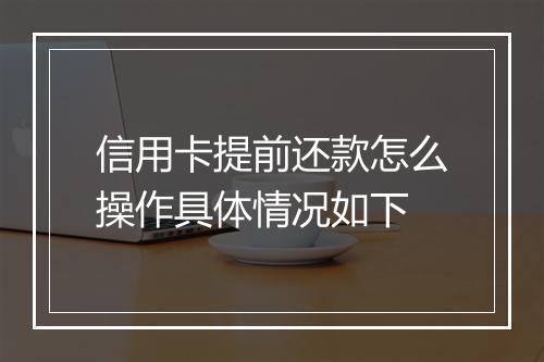 信用卡提前还款怎么操作具体情况如下