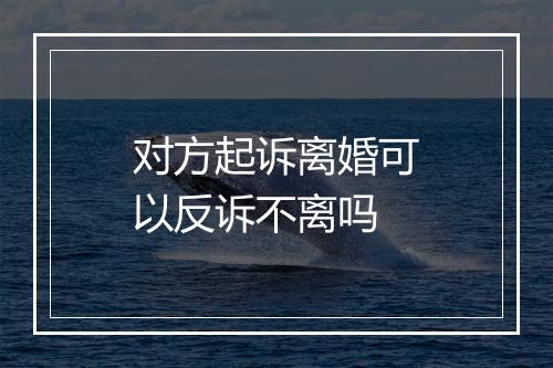 对方起诉离婚可以反诉不离吗