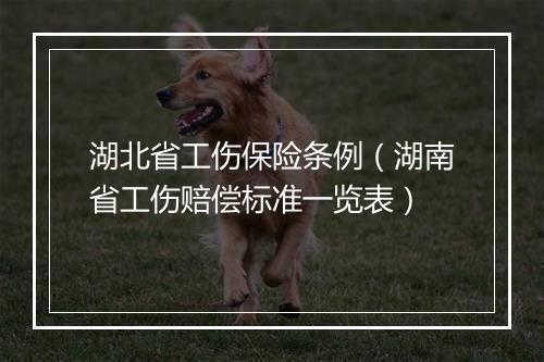 湖北省工伤保险条例（湖南省工伤赔偿标准一览表）