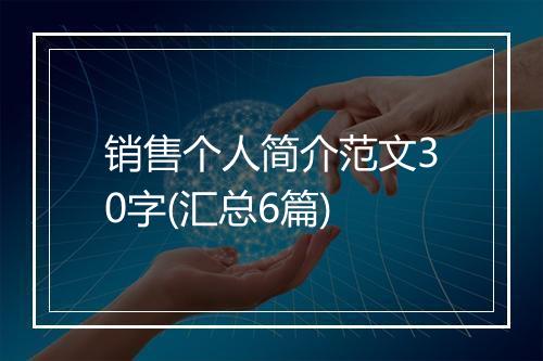 销售个人简介范文30字(汇总6篇)
