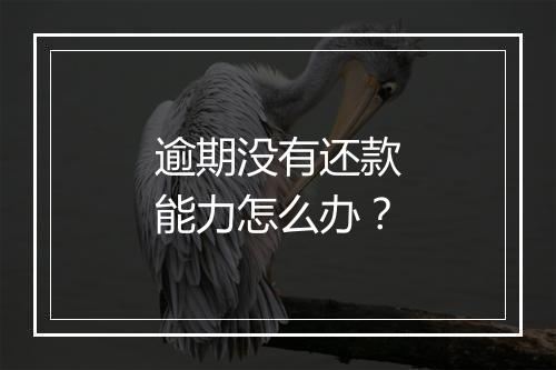 逾期没有还款能力怎么办？