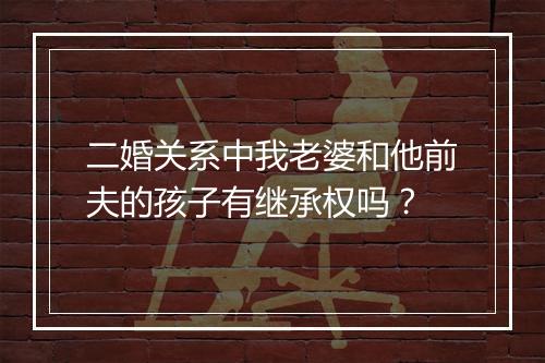 二婚关系中我老婆和他前夫的孩子有继承权吗？