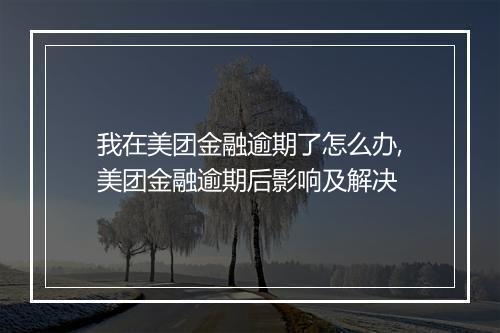 我在美团金融逾期了怎么办,美团金融逾期后影响及解决