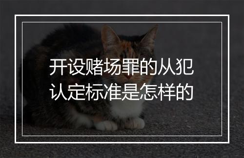 开设赌场罪的从犯认定标准是怎样的
