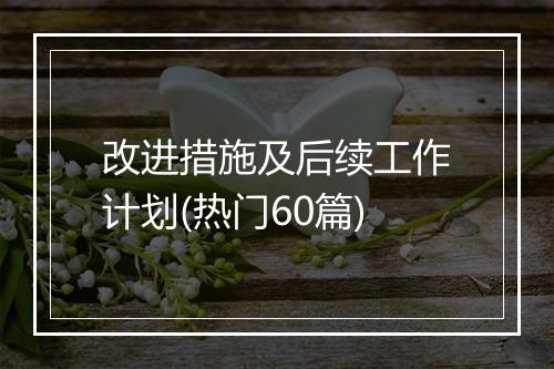 改进措施及后续工作计划(热门60篇)