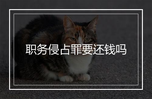 职务侵占罪要还钱吗