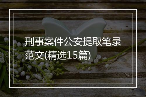 刑事案件公安提取笔录范文(精选15篇)