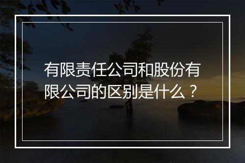有限责任公司和股份有限公司的区别是什么？