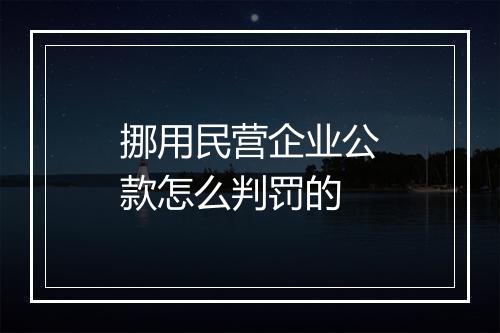挪用民营企业公款怎么判罚的