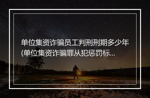 单位集资诈骗员工判刑刑期多少年(单位集资诈骗罪从犯惩罚标准)