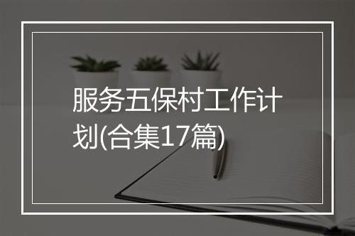 服务五保村工作计划(合集17篇)