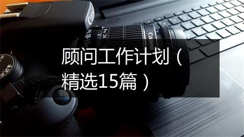 顾问工作计划（精选15篇）