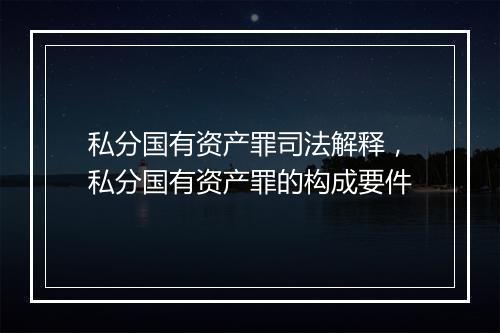 私分国有资产罪司法解释，私分国有资产罪的构成要件