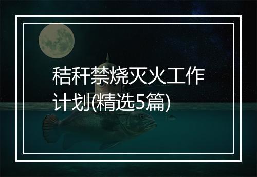 秸秆禁烧灭火工作计划(精选5篇)
