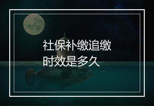 社保补缴追缴时效是多久