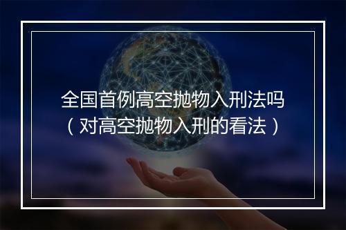 全国首例高空抛物入刑法吗（对高空抛物入刑的看法）