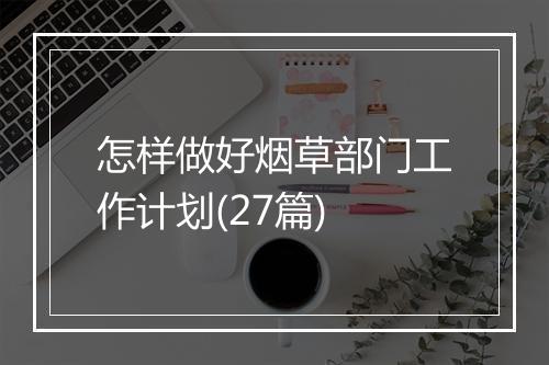 怎样做好烟草部门工作计划(27篇)