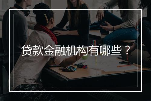 贷款金融机构有哪些？