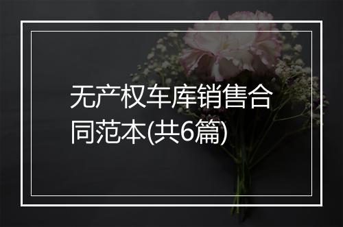无产权车库销售合同范本(共6篇)