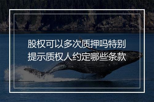 股权可以多次质押吗特别提示质权人约定哪些条款