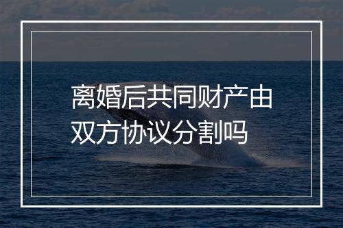 离婚后共同财产由双方协议分割吗