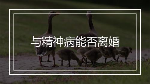 与精神病能否离婚