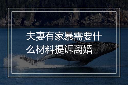 夫妻有家暴需要什么材料提诉离婚
