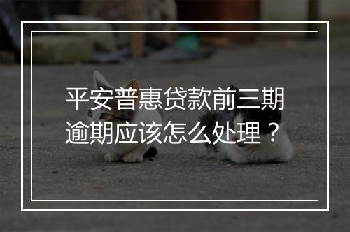 平安普惠贷款前三期逾期应该怎么处理？