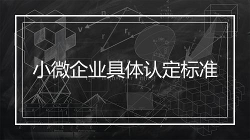 小微企业具体认定标准