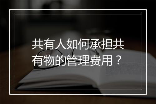 共有人如何承担共有物的管理费用？