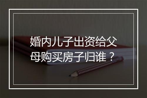 婚内儿子出资给父母购买房子归谁？